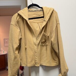 American Eagle Outfitters Tan Hooded Cardigan